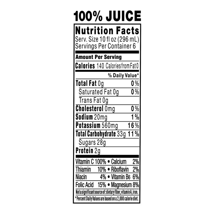 Juice generation nutrition facts