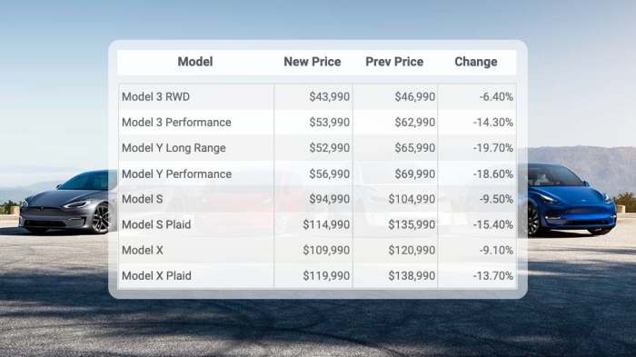 The new tesla car price